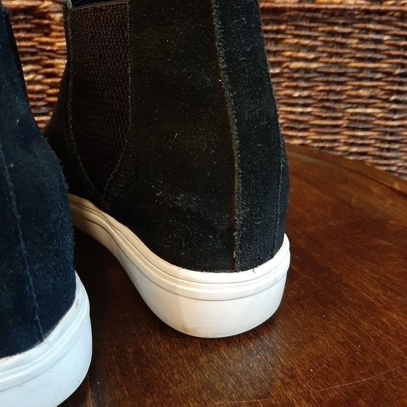 Steve Madden Sultan Suede Leather Booties Black 7.5 Wedge Chelsea Sneakers - Picture 5 of 8